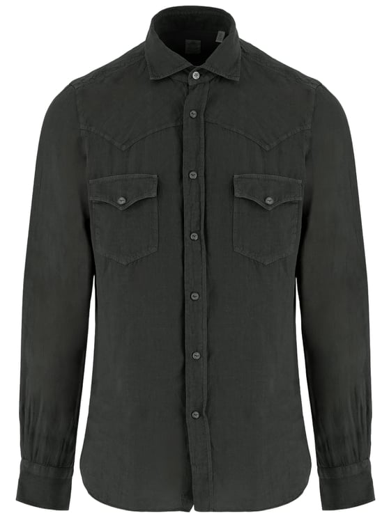 Finamore 1925 Napoli Textured Linen Shirt with Classic Collar
