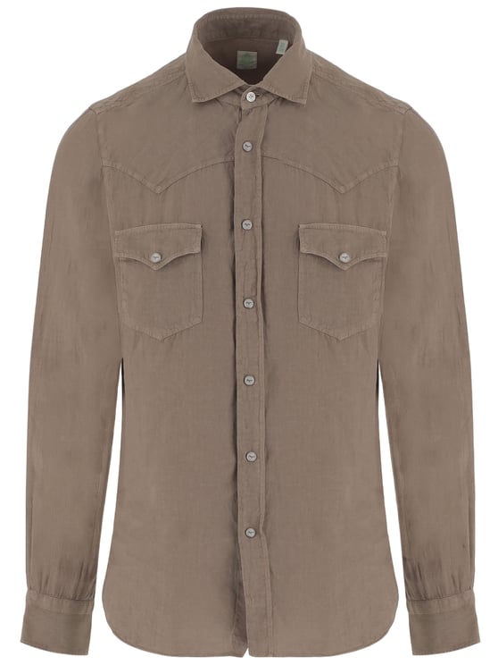 Finamore 1925 Napoli Linen Shirt with Classic Collar