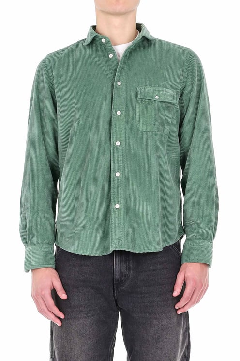 Finamore 1925 Napoli Corduroy Overshirt with Classic Collar and Flap Pocket