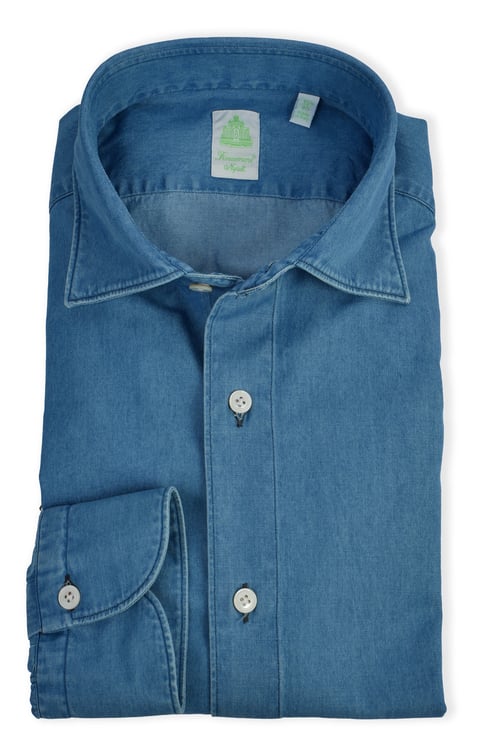 Finamore 1925 Napoli Tokyo Denim Tailored Shirt