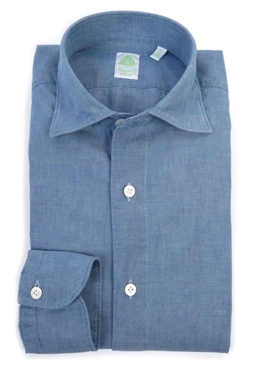 Finamore 1925 Napoli Tokyo Chambray Tailored Shirt