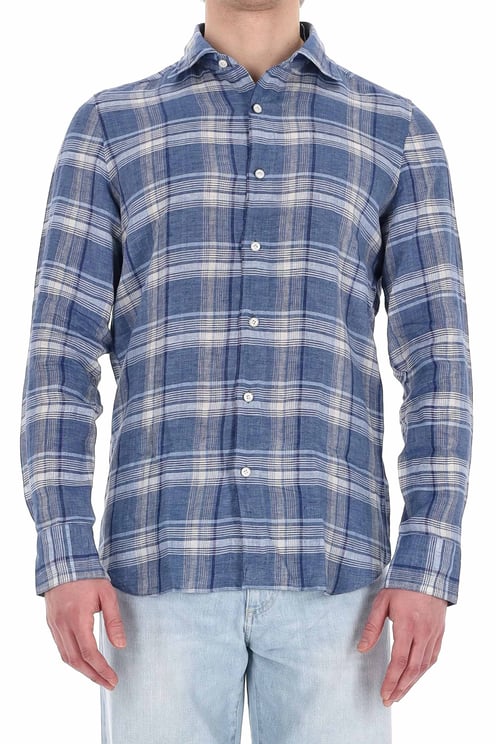 Finamore 1925 Napoli Tokyo Line Madras Pure Linen Tailored Shirt