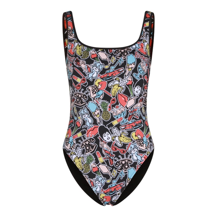 Fiorucci Vibrant Cartoon Print One-Piece Swimsuit