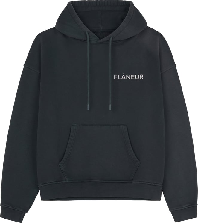 FLÂNEUR Double Logo Hoodie Washed | Black