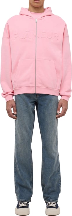 FLÂNEUR Embossed Zip-Up Hoodie | Pink