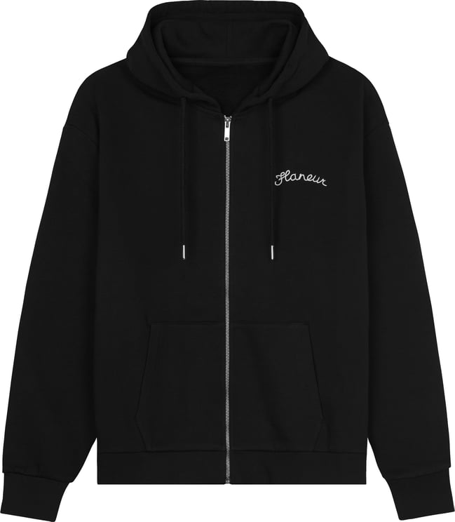 FLÂNEUR Signature Zip-Up Hoodie | Black