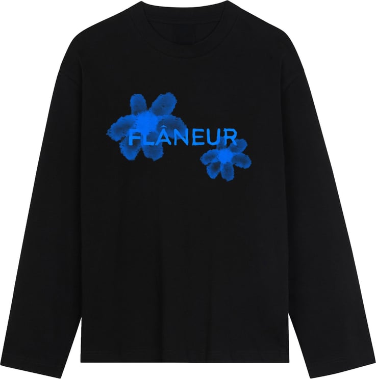 FLÂNEUR Floral Watercolor Long Sleeve | Black/Blue