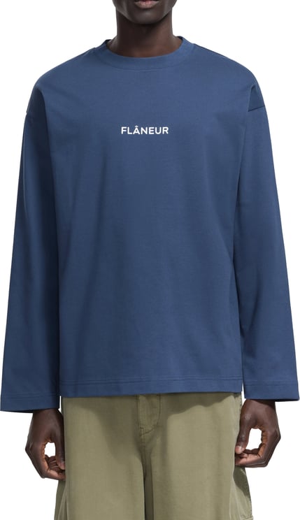 FLÂNEUR Box Logo Long Sleeve | Blue Spellbound