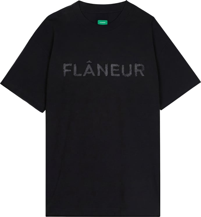 FLÂNEUR Stitched Logo T-Shirt | Black