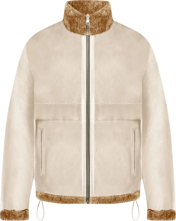 FLÂNEUR Reversible Shearling Jacket | Creme