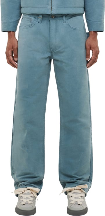 FLÂNEUR Waxed Denim Jeans | Azure Green