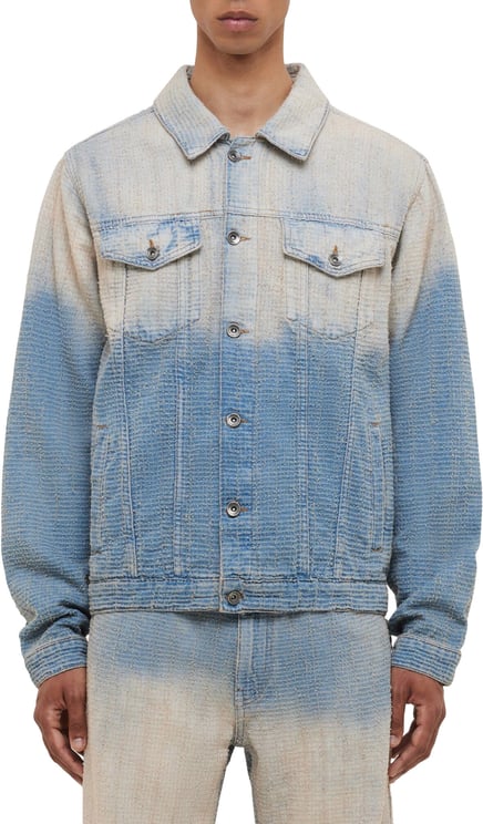 FLÂNEUR Faded Tweed Denim Jacket | Light Blue