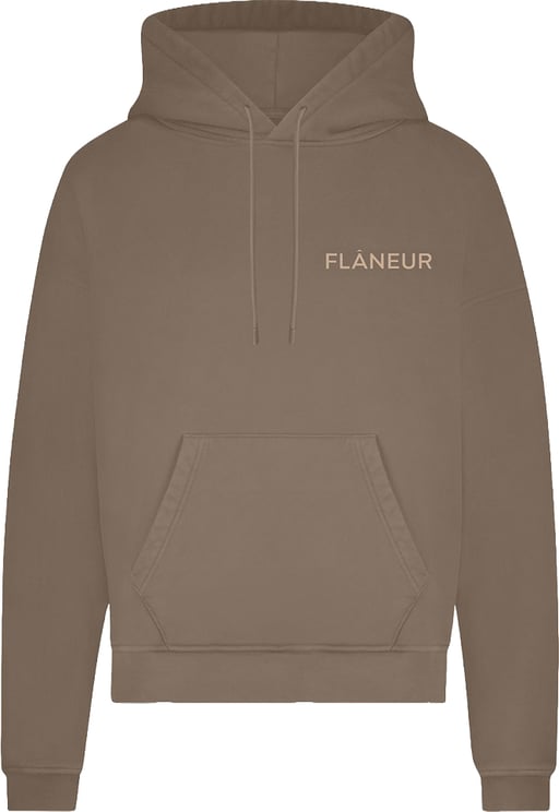 FLÂNEUR Double Logo Washed Hoodie (500GSM) | Brown