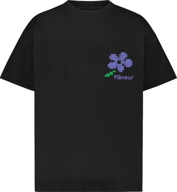 FLÂNEUR Pixel Flower T-Shirt | Black