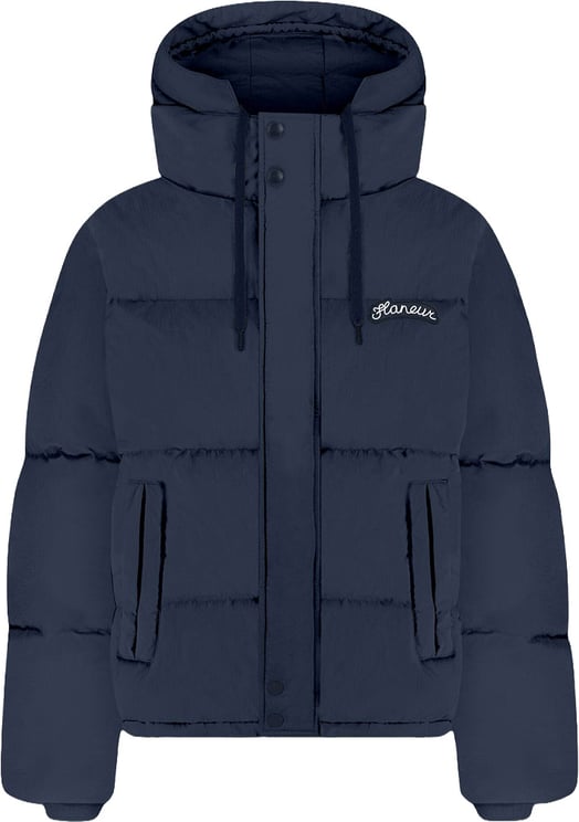 FLÂNEUR Signature Hooded Puffer Jacket | Navy