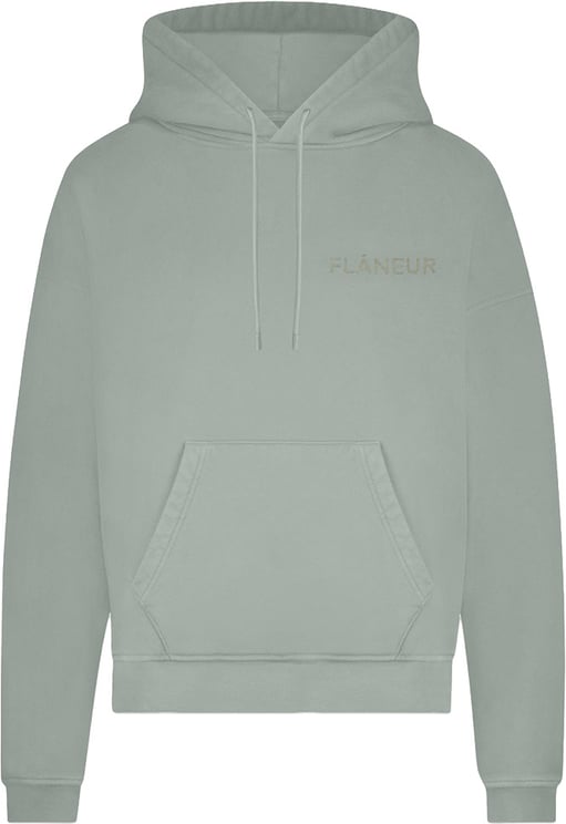 FLÂNEUR Double Logo Washed Hoodie (500GSM) | Sage