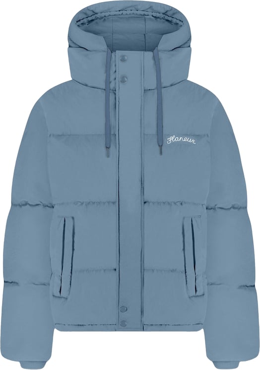 FLÂNEUR Signature Hooded Puffer Jacket | Light Blue