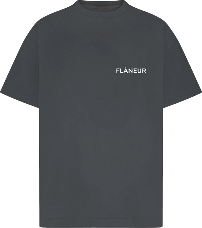 FLÂNEUR T-shirt met dubbel logo en wash-effect, zwart