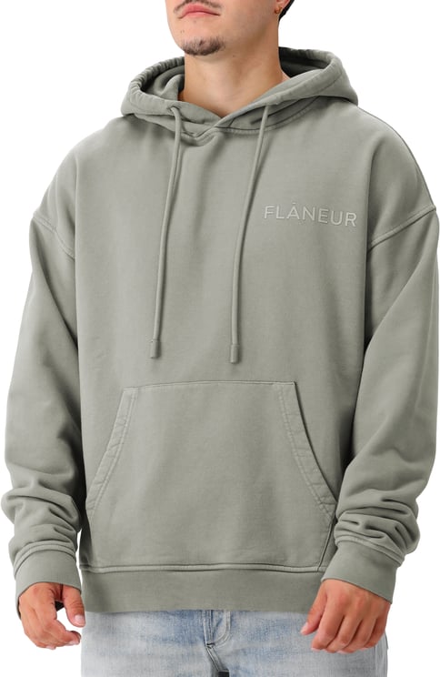 FLÂNEUR Flâneur Hoodie Groen Double Logo Washed Hoodie
