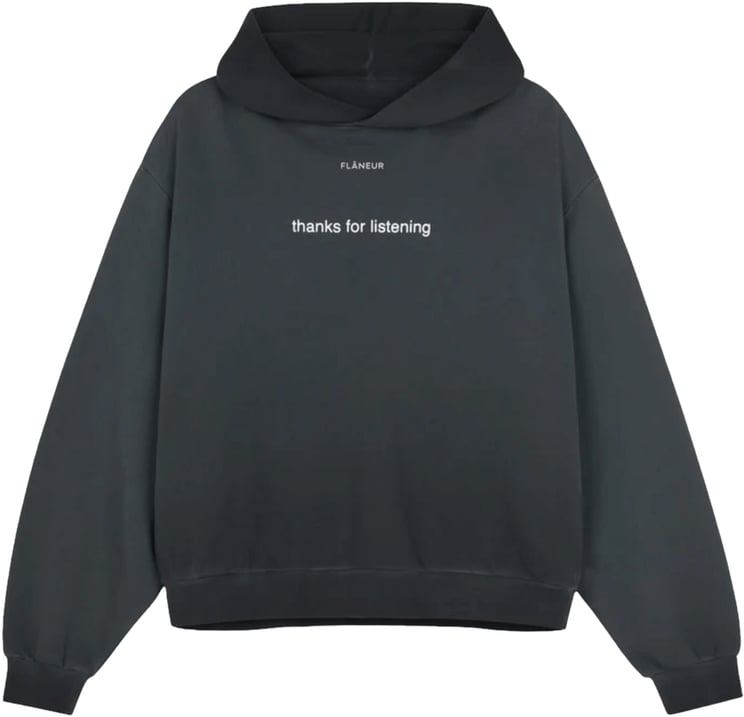 FLÂNEUR Listening Hoodie, gewassen zwart