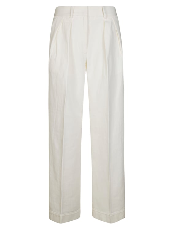 Forte Forte Fluid White Pants with Front Pleats