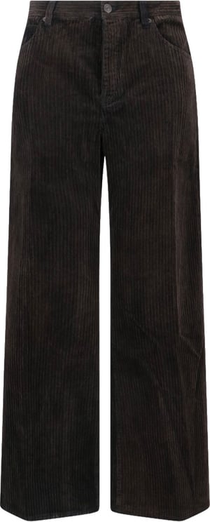 Frame Tailored Brown Trousers With Mid-Rise Waist