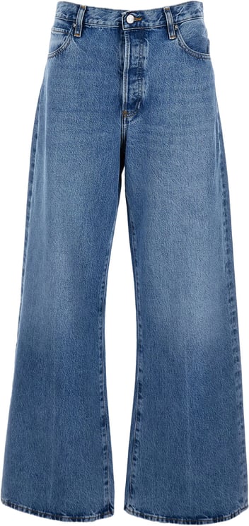 Frame Light Blue Wide Leg Denim Jeans With Classic Five-Pocket Design