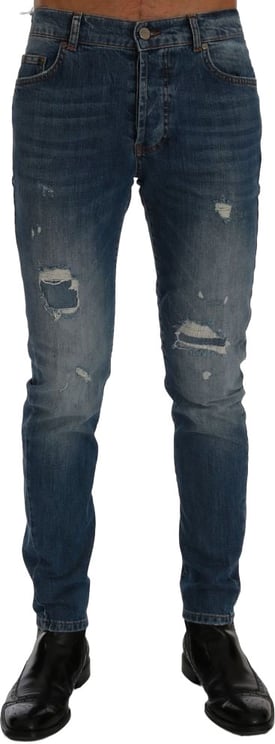 Frankie Morello Frankie Morello Blue Cotton Slim Fit Jeans