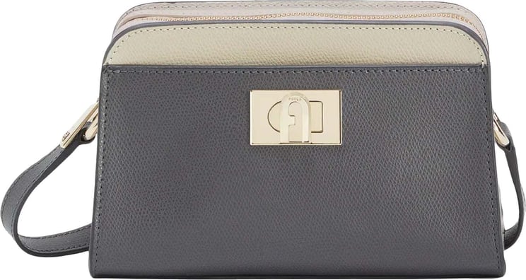 Furla Compact Grey Leather Bag with Structured Silhouette