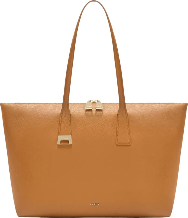Furla Olivia L Tote Structured Brown Leather Tote