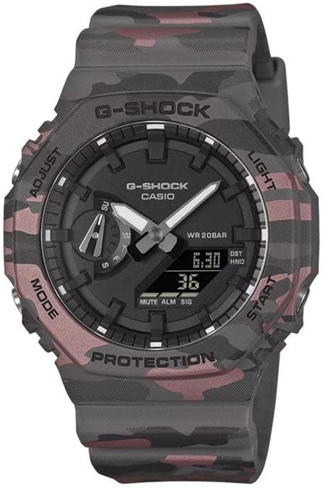 G-Shock Casio G Shock Horloge GA-2100CM-8AER Analoog Digitaal Camouflage Grijs Bruin 44mm
