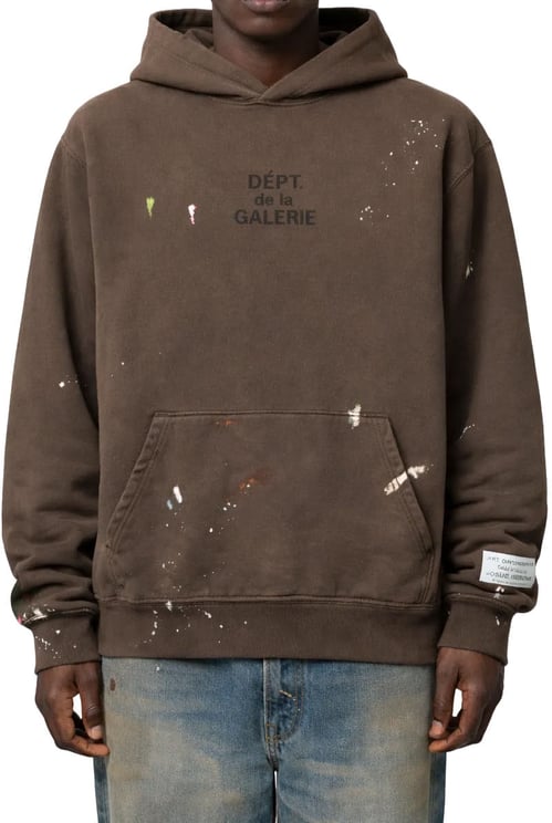 GALLERY DEPT FRENCH LOGO PAINTED HOODIE SEPIA