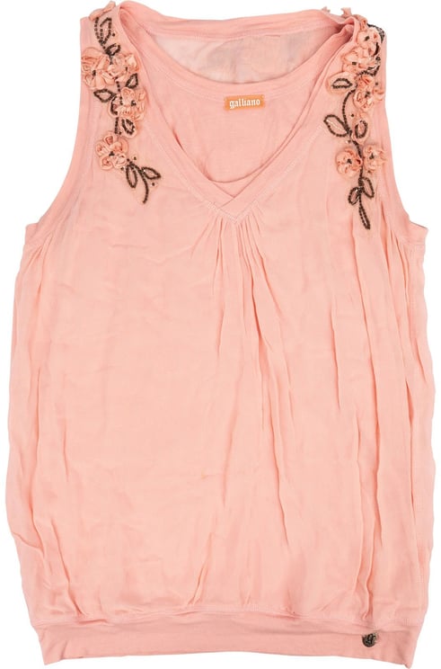 Galliano Galliano Pink Floral Embellished 2 in 1 Top (M)
