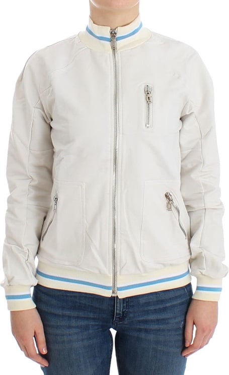 Galliano John Galliano White Mock Zip Cardigan Sweatshirt Sweater