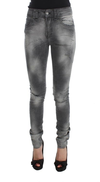 Galliano John Galliano Gray Wash Cotton Blend Slim Fit Denim Jeans Pants