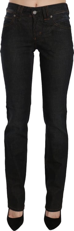 Galliano John Galliano Black Mid Waist Slim Fit Corduroy Denim Casual Pants