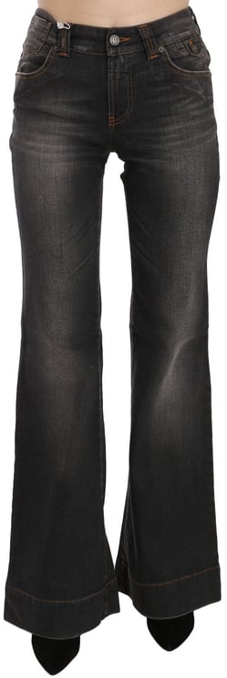 Galliano John Galliano Black Washed Mid Waist Flared Denim Casual Jeans