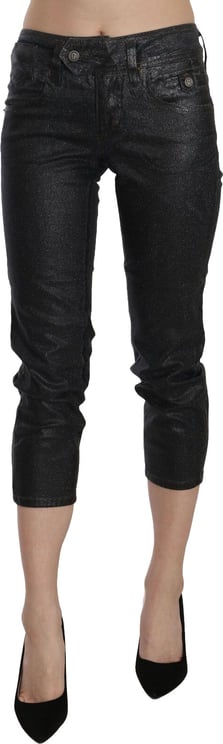 Galliano John Galliano Black Washed Mid Waist Slim Leg Cropped Denim Pants