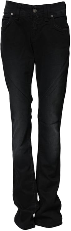Galliano John Galliano Black Cotton Mid Waist Tapered Denim Jeans