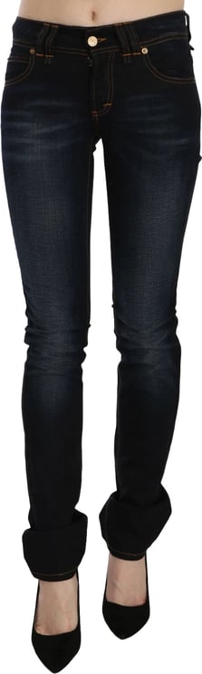 Galliano John Galliano Dark Blue Mid Waist Slim Fit Denim Casual Pants Jeans