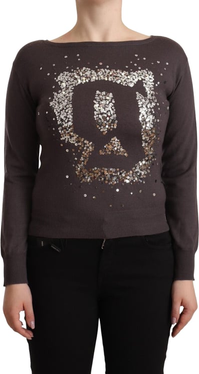 Galliano John Galliano Brown Wool Sequined Long Sleeves Pullover Sweater
