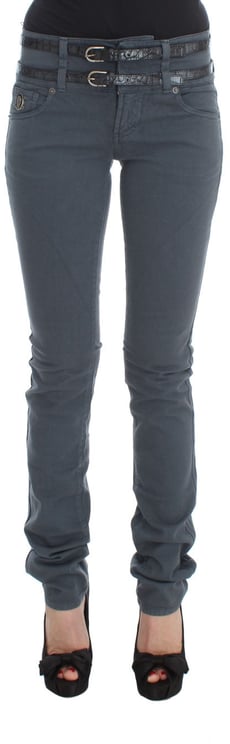 Galliano John Galliano Blue Cotton Blend Slim Fit High Waist Jeans