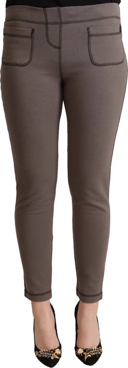 Galliano John Galliano Gray Cotton Mid Waist Stretch Leggings Cropped Pants