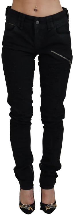 Galliano John Galliano Black Cotton Mid Waist Skinny Slim Fit Denim Jeans