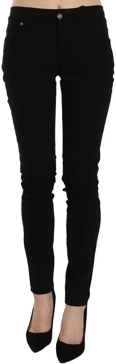 Galliano John Galliano Black Mid Waist Slim Fit Skinny Denim Casual Pants Jeans