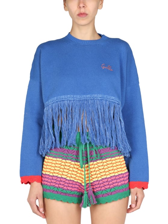 Gallo Fringe Detail Crew Neck Sweater