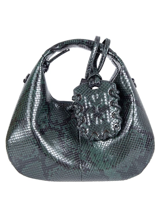 Ganni Textured Snake Pattern Tag Handbag