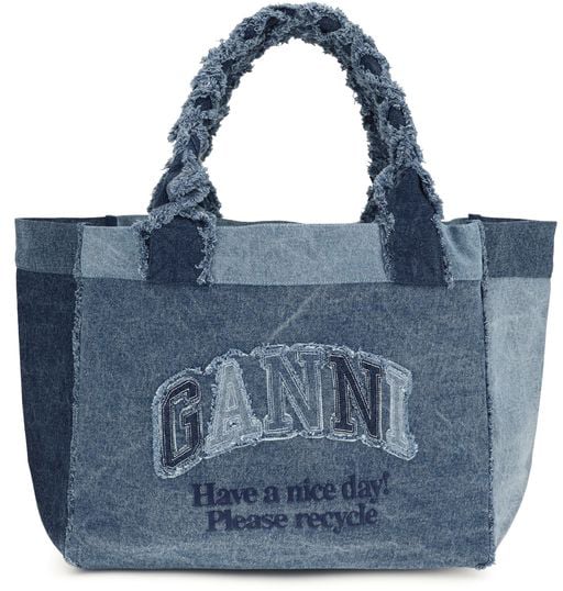 Ganni Ganni Blue Cotton Shoulder Bag