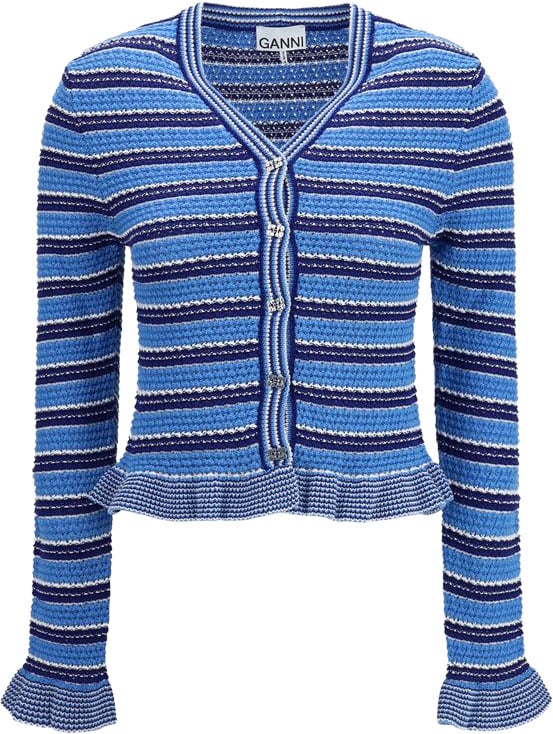 Ganni Ganni Blue Cotton Cardigan