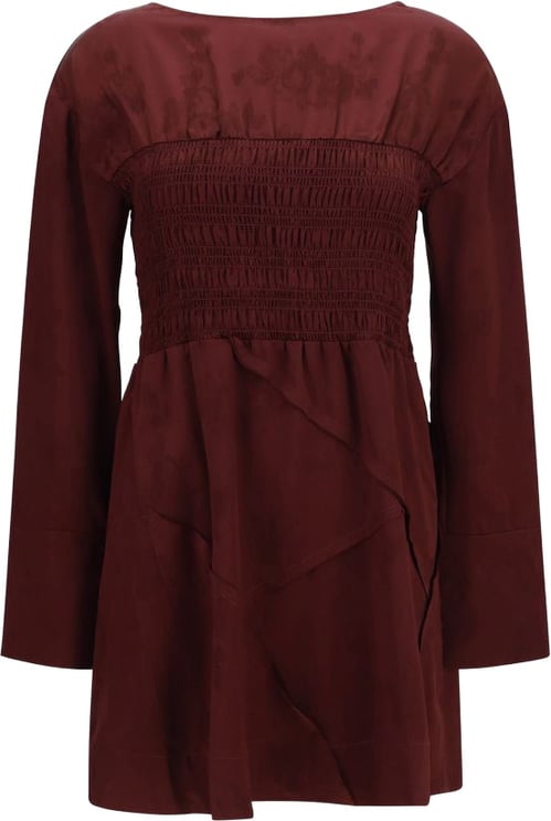 Ganni Ganni Bordeaux Acetate Casual Dress